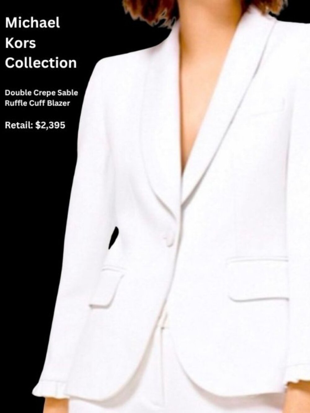 Michael Kors Collection Double Crepe Sable Ruffle Cuff Blazer | Made in Italy |8